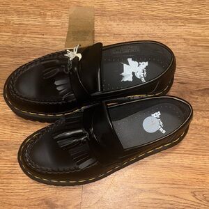 Dr. Martens Black Tassel Loafers with Yellow Stitching